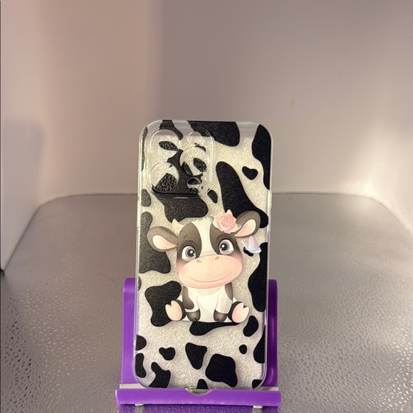 Apple phone 14 Pro Max  Cow Print Phone Case with Cute Cartoon Design - Picture 1 of 3